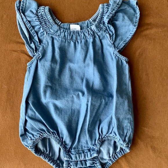 Old Navy Other - Old Navy Denim ruffle bodysuit 0-3 month